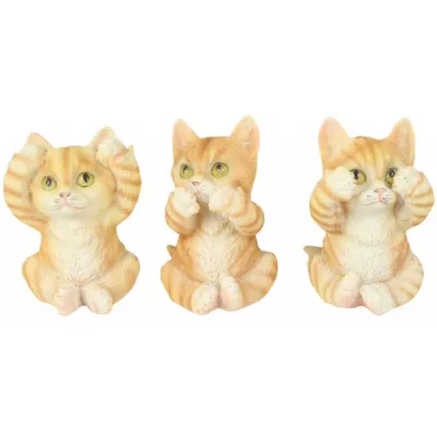 Set Of 3 Cats Hear Speak, & See No Evil 9.cm