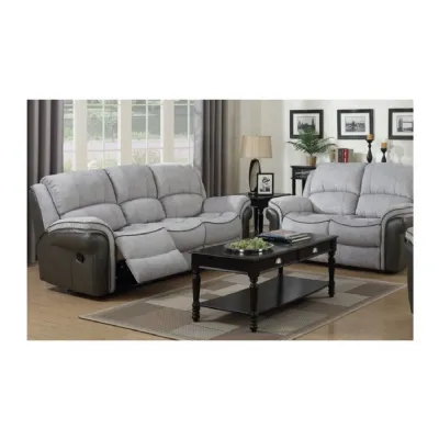 Grey Fabric and Leather Air 3 + 2 Manual Reclining Suite
