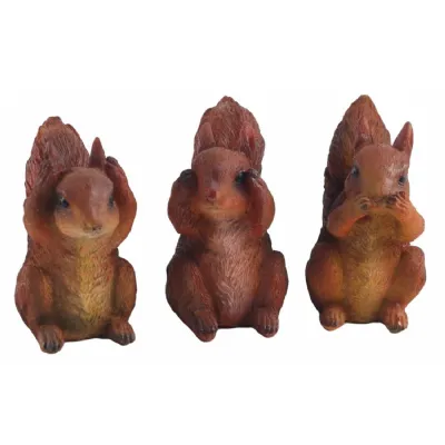 Set Of 3 Squirrels Hear Speak, & See No Evil 8.5cm