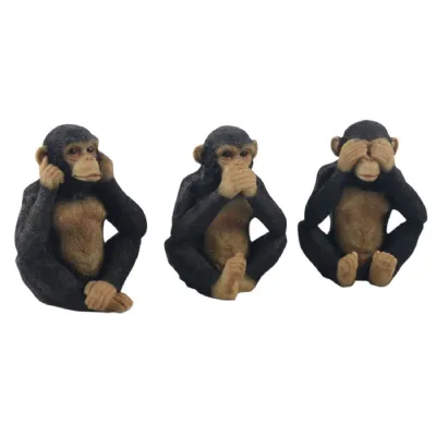 Set Of 3 Chimps Hear Speak, & See No Evil 15.5cm