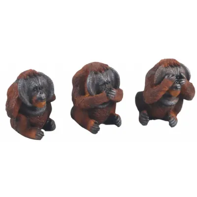 Set Of 3 No Evil Orangutans Hear, See And Speak No Evil 7.5cm