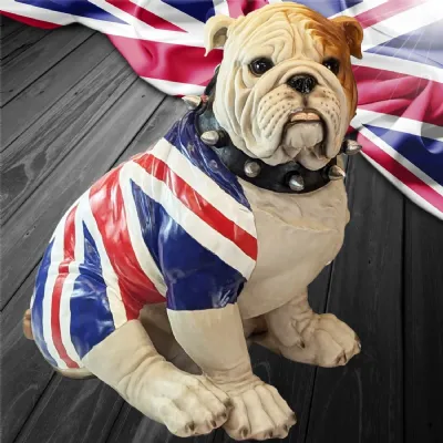 Modern Multicolour Union Jack British Bulldog Resin Ornament 53cm