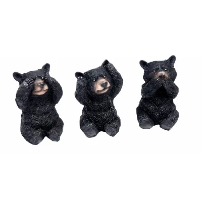 Set of 3 No Evil Black Bears 8.5cm