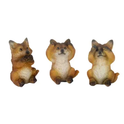 Set of 3 No Evil Foxes 9cm
