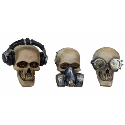 Set of 3 No Evil Skulls 10cm