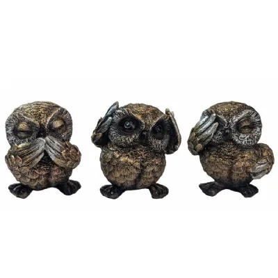 Set of 3 No Evil Owls 8cm