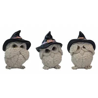 Set of 3 No Evil Owls Sets 9cm