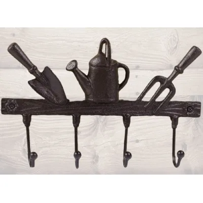 4 Hooks 3 Garden Tools Brown 20cm
