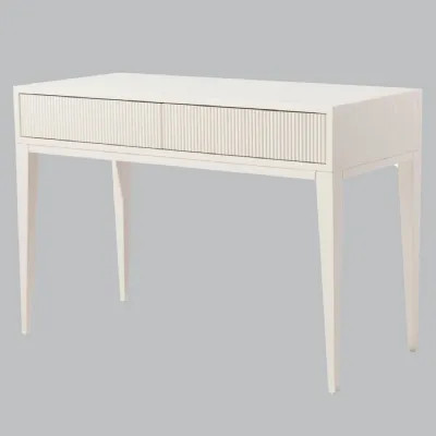 White Wooden Patterned 2 Drawer Dressing Table