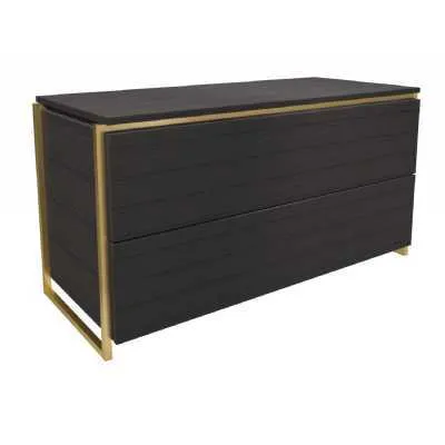Federico Two Drawer Chest Black And Brass