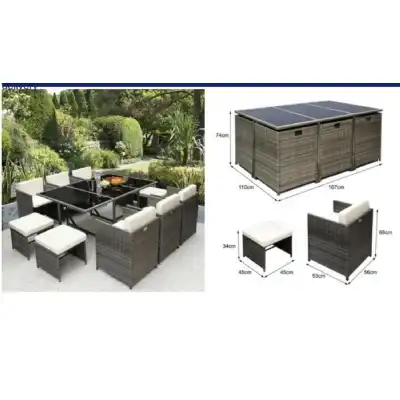 11 Cube Garden Grey Rattan Dining Set