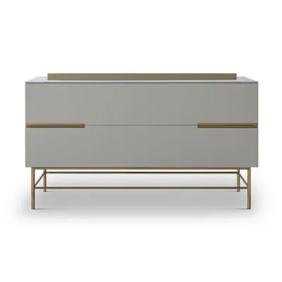 Alberto Two Drawer Low Sideboard Grey And Brass