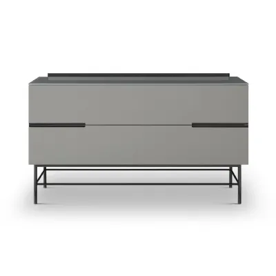 Alberto Two Drawer Low Sideboard Grey And Black
