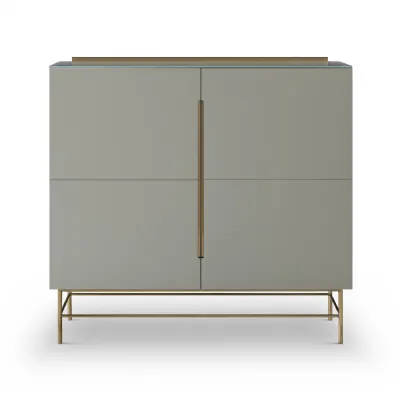 Alberto Two Door High Sideboard Grey And Brass