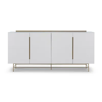 Alberto Four Door High Sideboard White And Brass