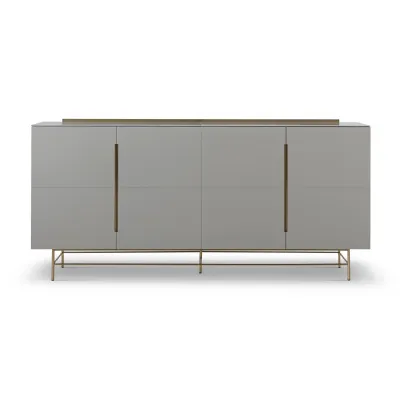 Alberto Four Door High Sideboard Grey And Brass