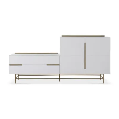 Alberto Door And Drawer Combination Sideboard White And Brass