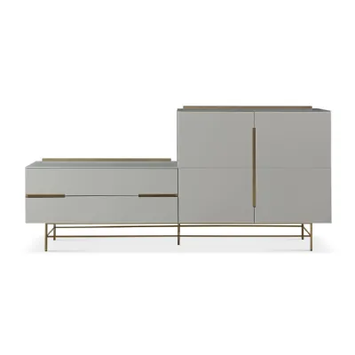 Alberto Door And Drawer Combination Sideboard Grey And Brass