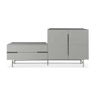 Alberto Door And Drawer Combination Sideboard Grey And Black