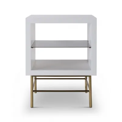 Alberto Side Table White And Brass