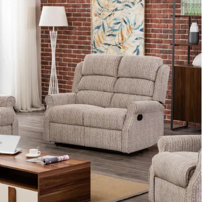 Natural Fabric 2 Seat Manual Recliner Sofa
