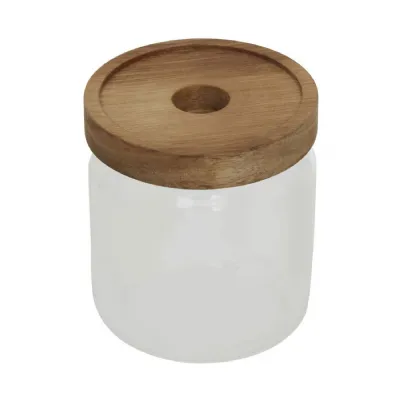 Freska 500ml Clear Glass Jar With Airtight Wooden Lid