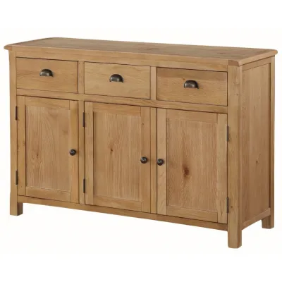Rustic Solid Oak 3 Door Sideboard