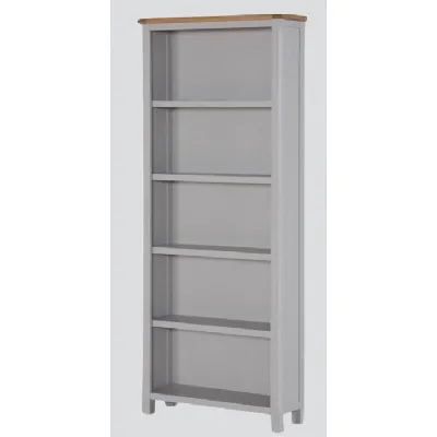 Solid Oak and Grey Painted Tall Bookcase