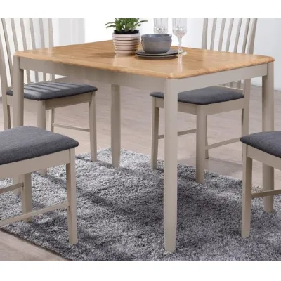 Light Oak and Grey Painted 110cm Dining Table