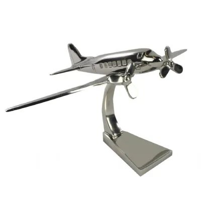 Dakota Plane Model Large Nickel Plated Aluminium 30cm