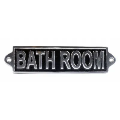 Bath Room Polished Aluminium Sign 20cm