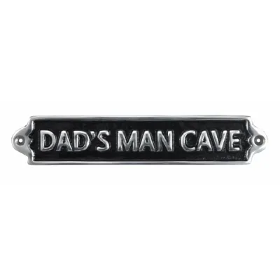 Dad's Man Cave Polished Aluminium Sign 25cm