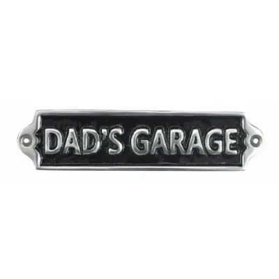 Dad's Garage Polished Aluminium Sign 20cm