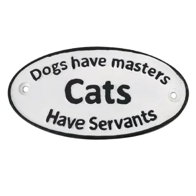Cats Have Servants Plaque Cast Iron 23cm