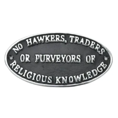 No Hawkers Traders Sign Polished Aluminium 17cm