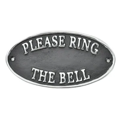 Please Ring the Bell Sign Polished Aluminium 17cm