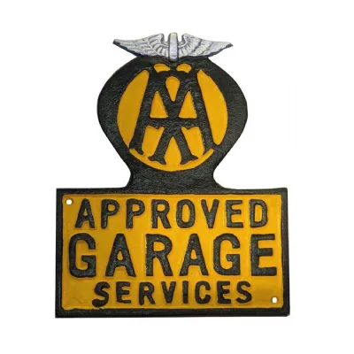 AA Approved Garage Wall Cast Iron Sign Plaque 29cm