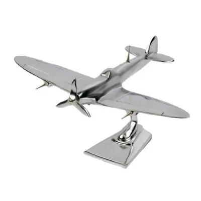 Spitfire Plane Large Nickel Plated Aluminium 36cm