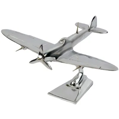 Modern Silver Nickel Plated Aluminium Spitfire Plane Model 61cm