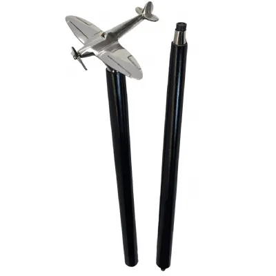 Spitfire Model Walking Stick Nickel Plated Aluminium Mango Wood 91.5cm