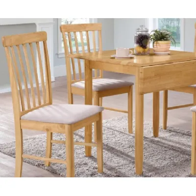Light Solid Hardwood Square Drop Leaf Dining Table and 2 Chairs