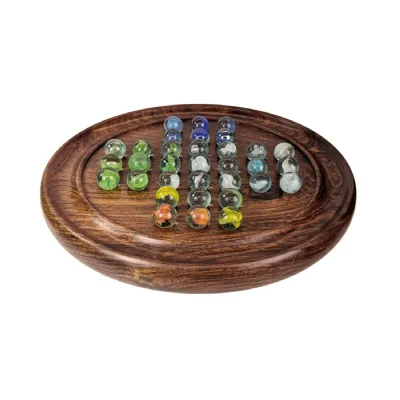 Solitaire With Multicolour Marbles Sheesham Wood 23cm
