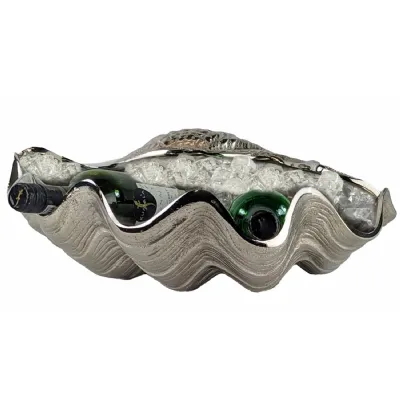 Modern Silver Nickel Plated Aluminium Shell Wine Cooler for 4 Bottles 43cm