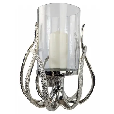 33cm Octopus With Glass Hurricane Candle Holder N P
