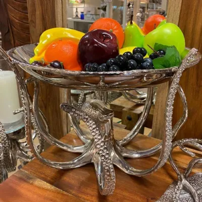 Silver Coat Octopus Tentacle Design Fruit Serving Bowl 36cm