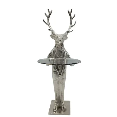Modern Silver Nickel Plated Aluminium Deer Side Table 100cm