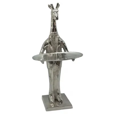 Modern Silver Nickel Plated Aluminium Giraffe Side Table 100cm