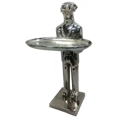 Modern Silver Nickel Plated Aluminium Dog Side Table 150cm