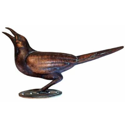 49cm Aged Copper Verdigris Finish 1D Singing Bird Statue On Heavy Metal Base