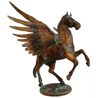 Modern Aged Copper Verdigris Pegasus Statue 85cm